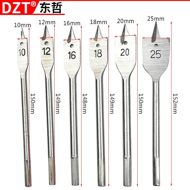 Three-Point Woodworking 6Pc Flat Drill Hexagonal Shank Woodworking Hole Opener Set Flat Drill Bit Wood Board Hole Puncher 2