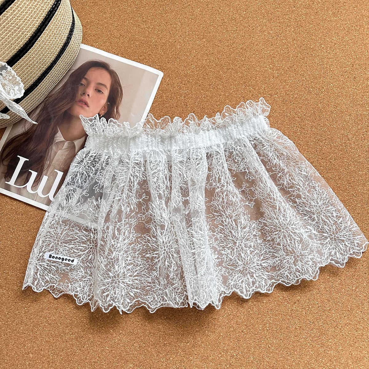 Elastic single-layer floral trim
