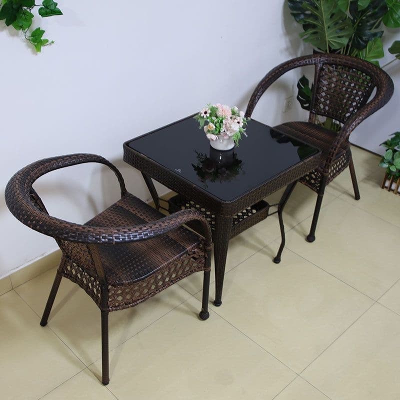 65 black glass square table + 2 chairs (new style)