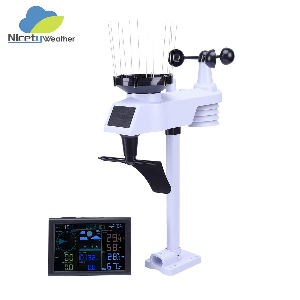 Wireless Weather Station with Color Screen, Indoor and Outdoor Temperature and Humidity Satellite Meter, Weather Forecast Weather Station 1