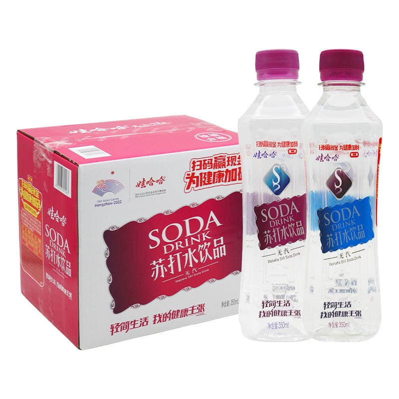 Wahaha steam-free soda water (slightly sweet) weak alkali drink pure non-mineral spring drinking water 350ml * 12 bottles 1