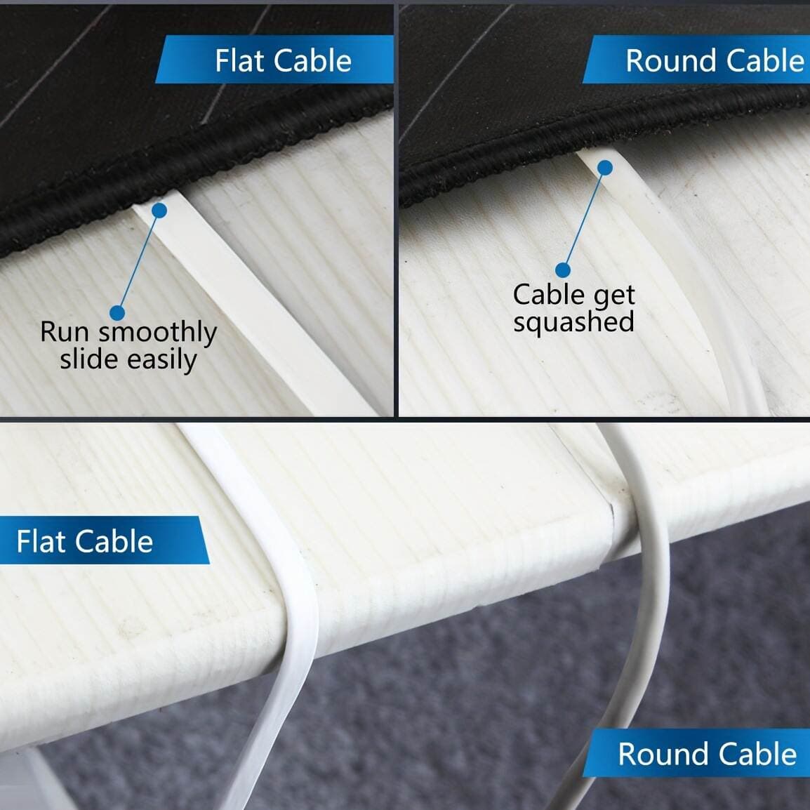 Məişət Gigabit Cat6E Yastı Şəbəkə Kabeli, Oksigensiz Mis, Router Qoşulması üçün 3