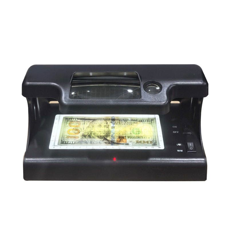 Small Mini Desktop Money Detector, Battery-Powered Portable Uv Watermark Multi-Currency Fluorescent Light Money Detector 4