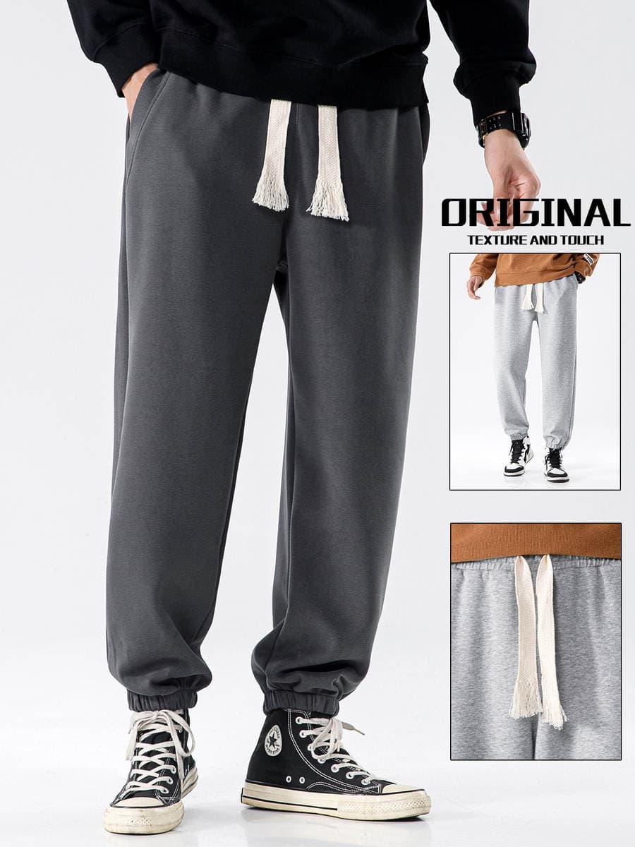 Spring and Autumn New Men's Sports Suit, Zip-Up Hooded Jacket, Loose Jogger Sweatpants, Trendy Heavyweight Two-Piece Set 4