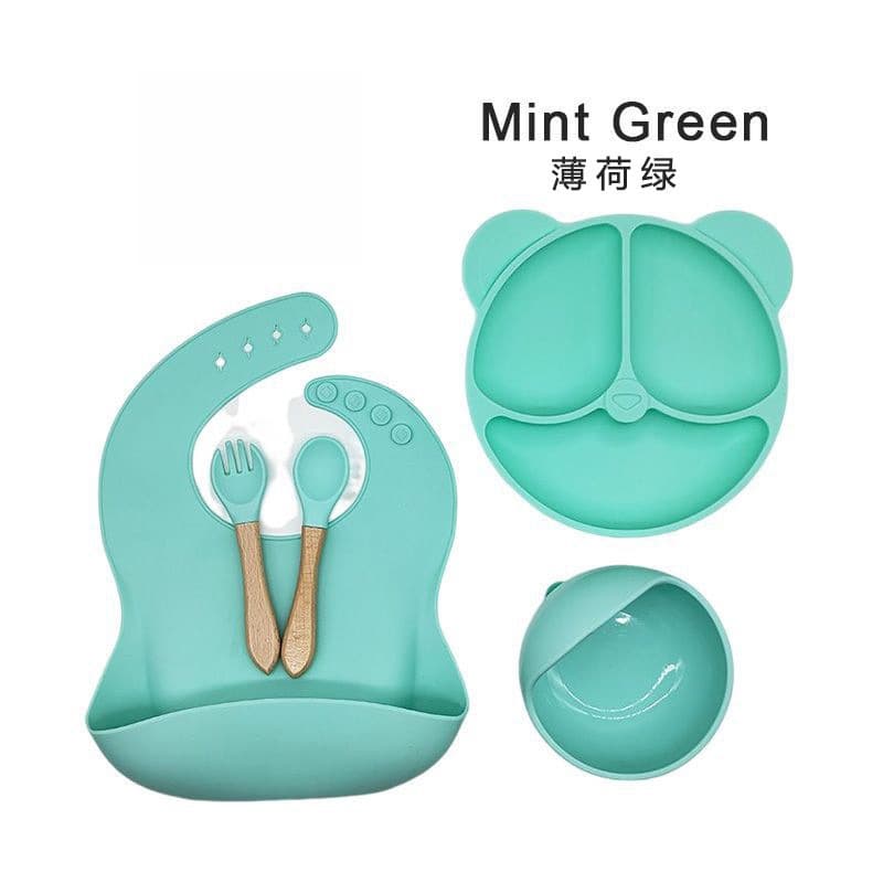 Light green-wooden handle spoon-[five-piece set]