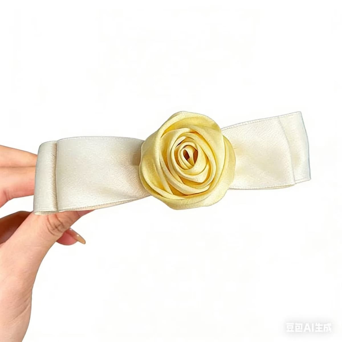 5771 yellow rose hair clip - bow spring clip