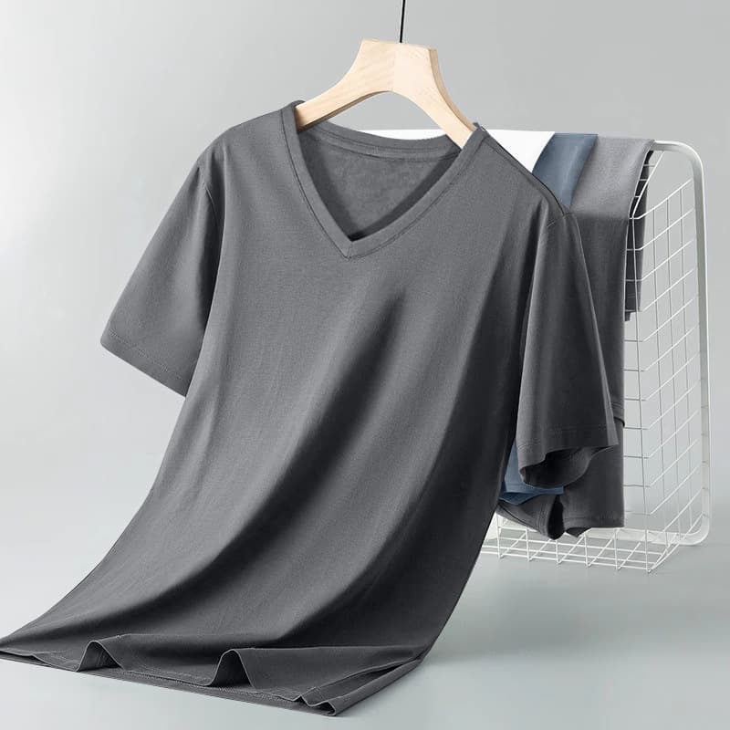 V-neck charcoal gray