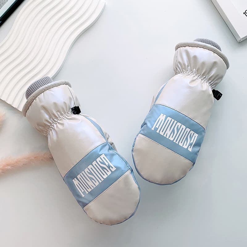 White and blue letters