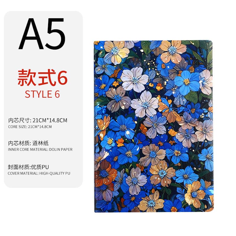 Blue floral color printed a5 notepad