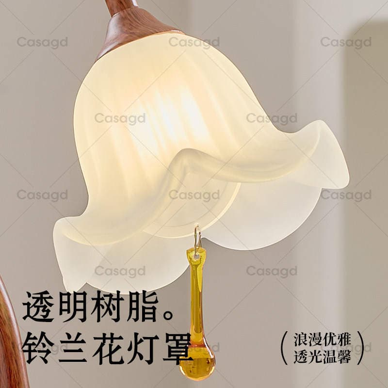 Original Design Vintage Cream-Style Dewdrop Lily of the Valley Table Lamp for Study, Bedroom, Bedside, Desktop, Eye-Protection Lamp Casagd 3