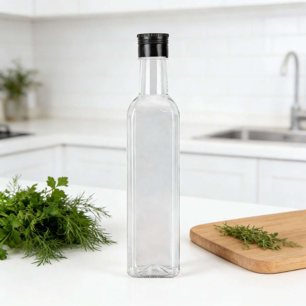 500 ml qida dərəcəli qalınlaşdırılmış şəffaf kvadrat plastik şüşələr (yağ, soya sousu, sirkə üçün) 4