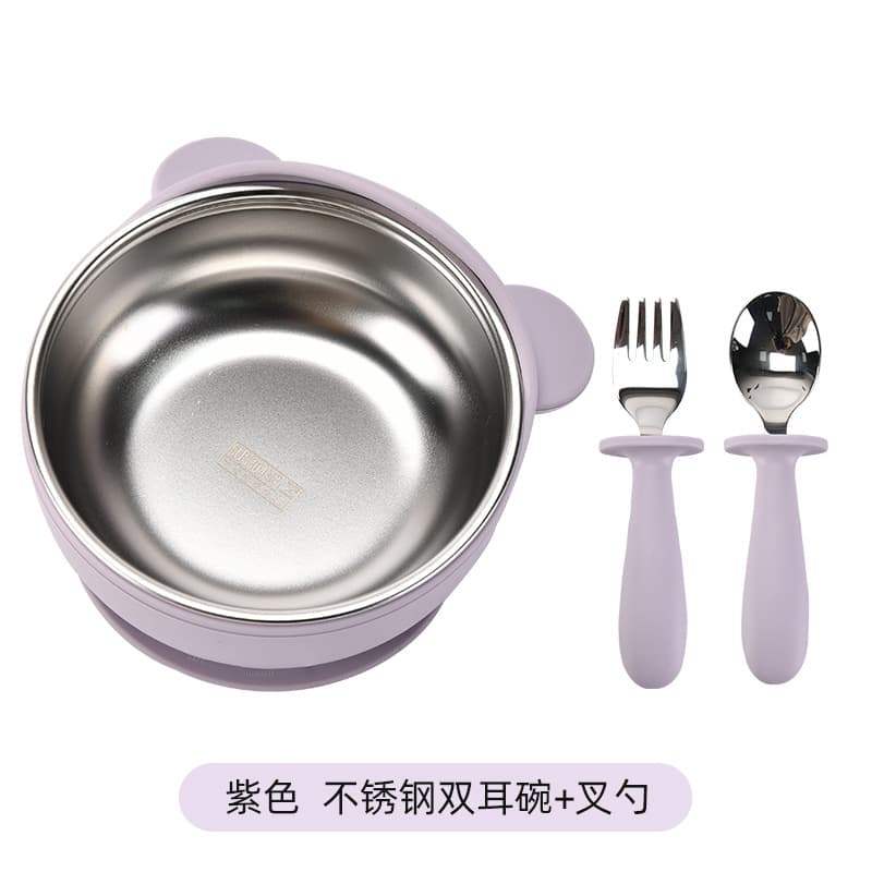 Light purple [bear bowl + fork and spoon]