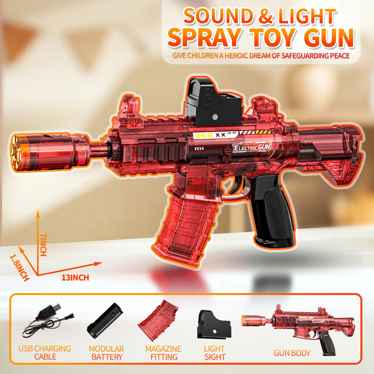 M146 linkage spray version sound and light gun-transparent red (color box)