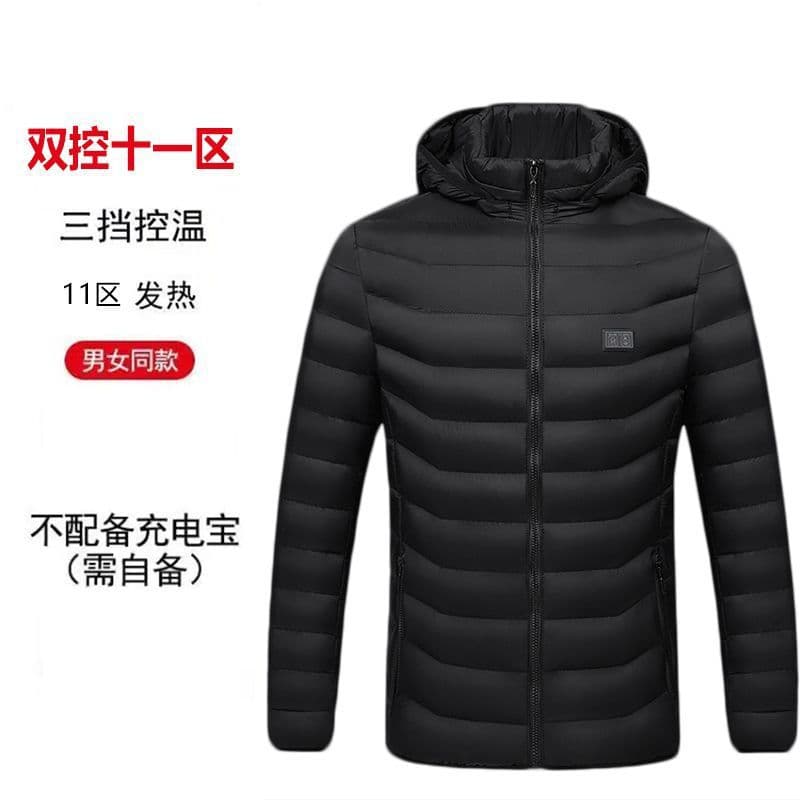 Zone 11 double-control black cotton-padded jacket