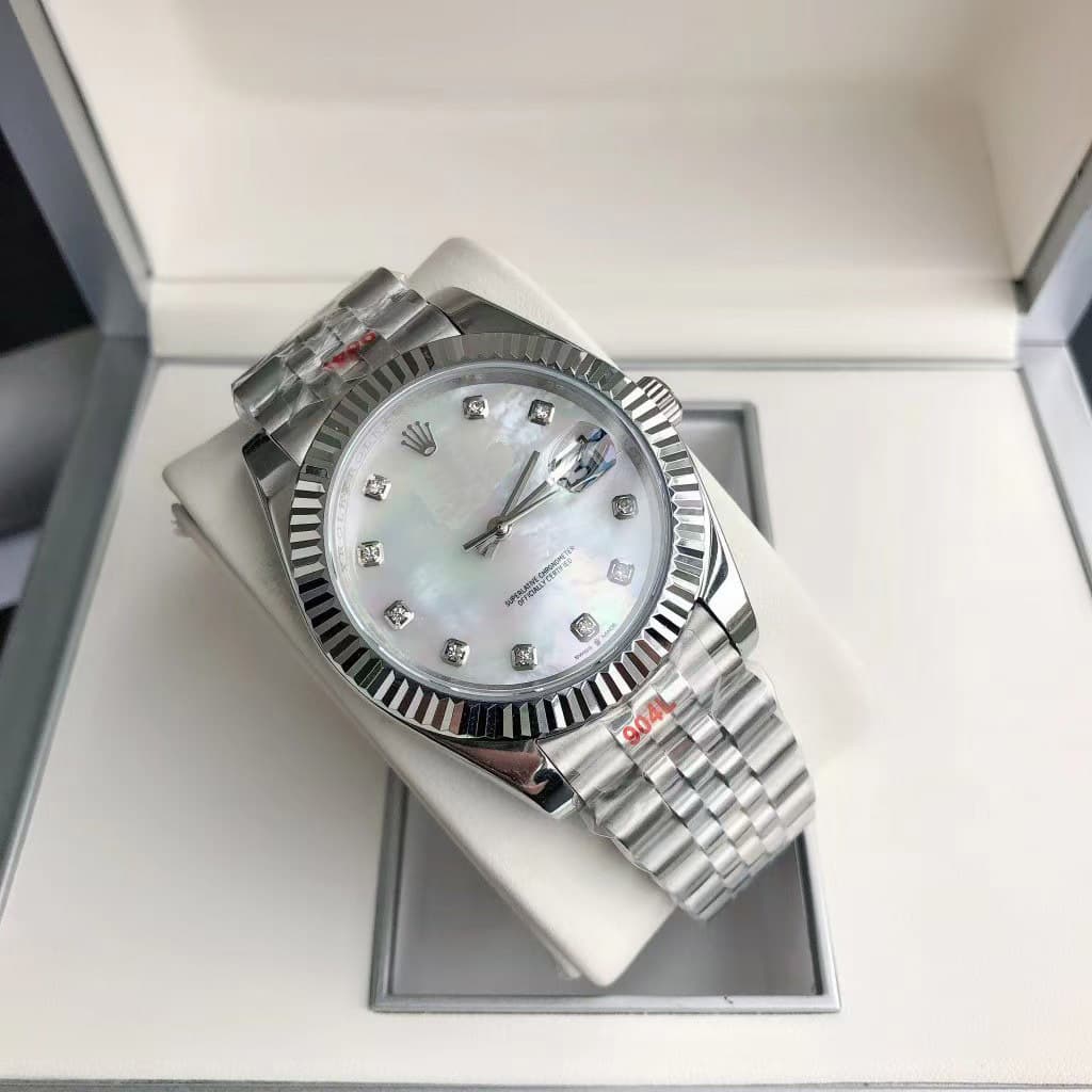 Log imitation mechanical 12 diamond silver white