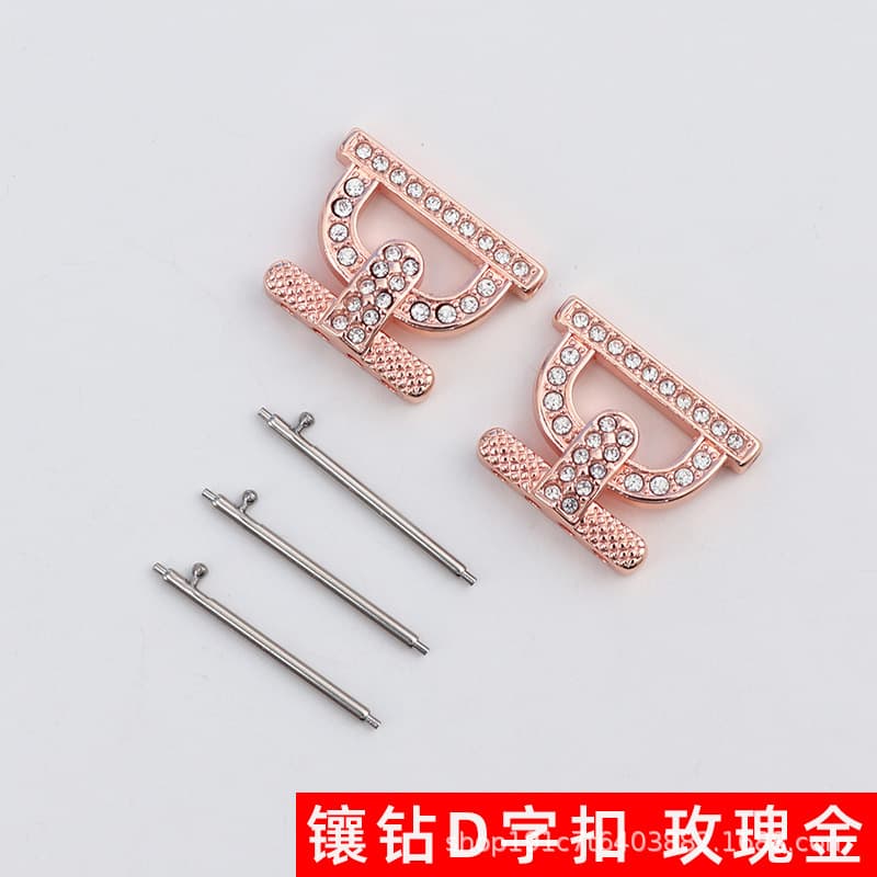 New diamond-studded beaded d-ring - rose gold