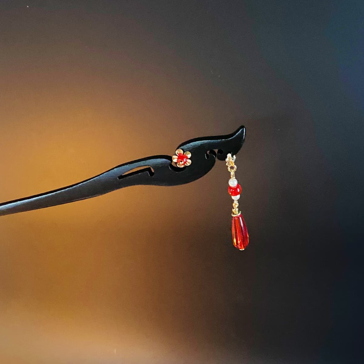 195# Phoenix Hairpin Red Pendant