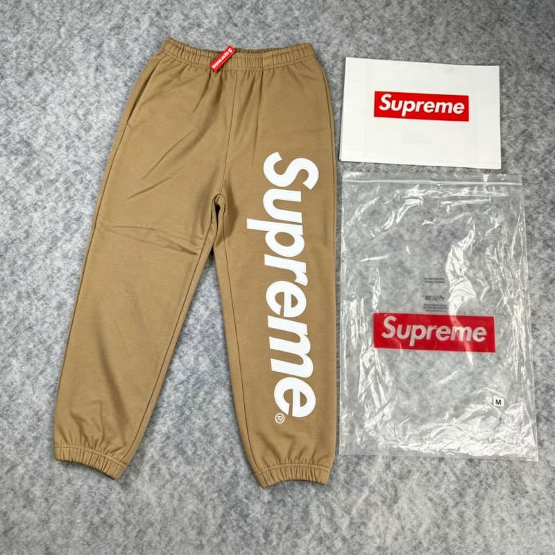 A309# classic big logo hooded sweatpants light brown