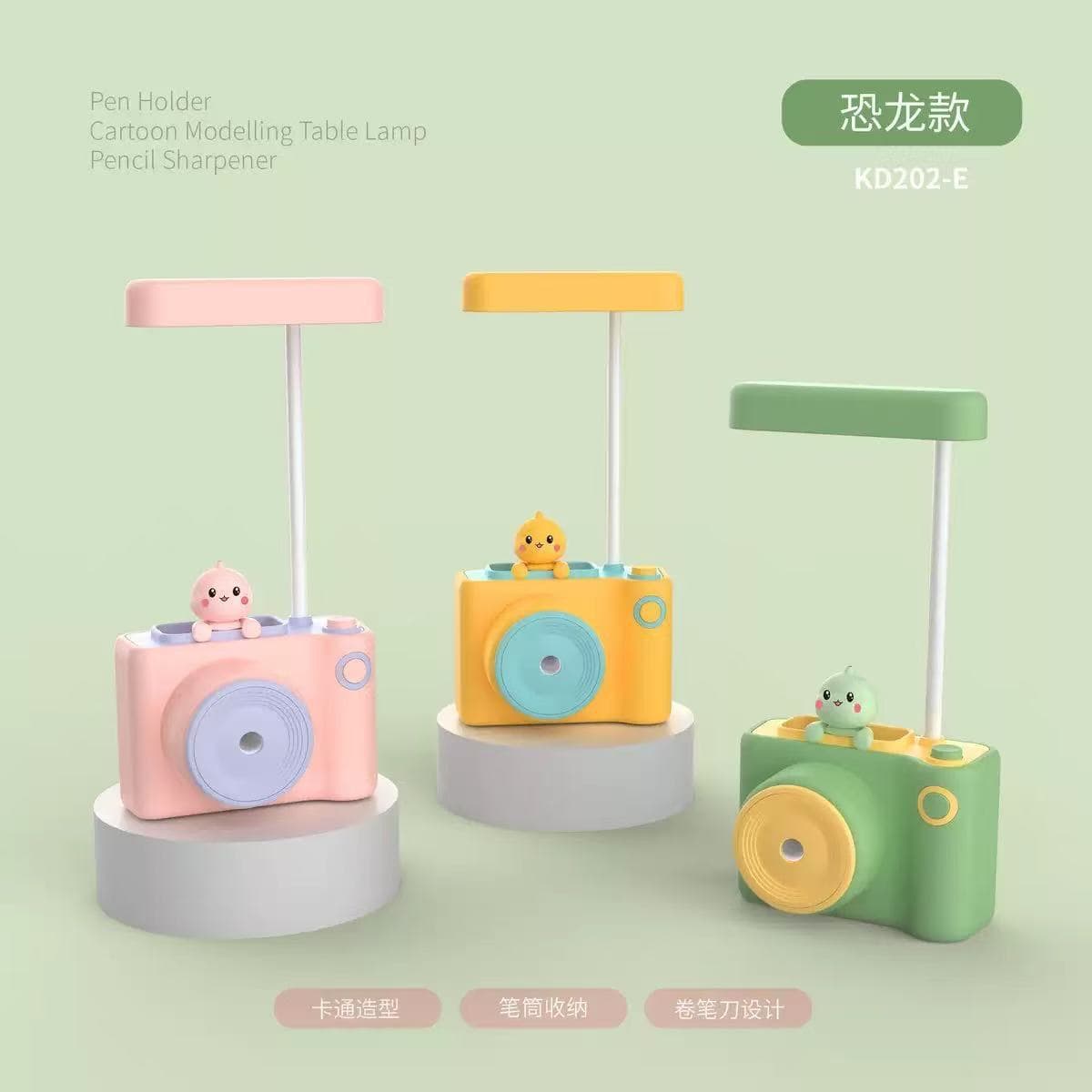 [color is random and can be noted] dinosaur camera table lamp