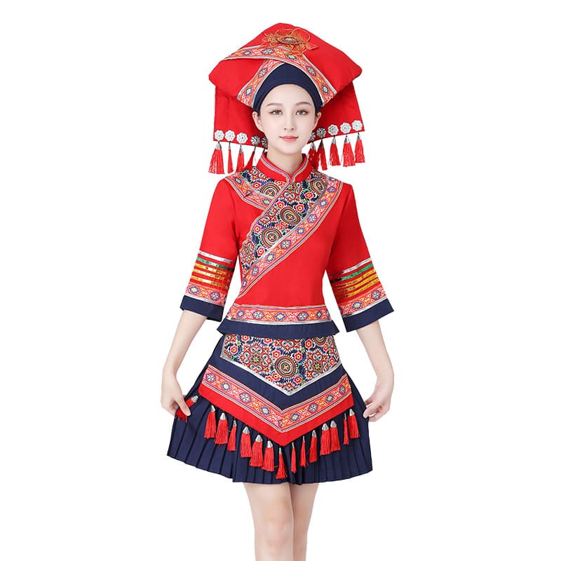 Sd women's navy blue short suit + fan-shaped headwear