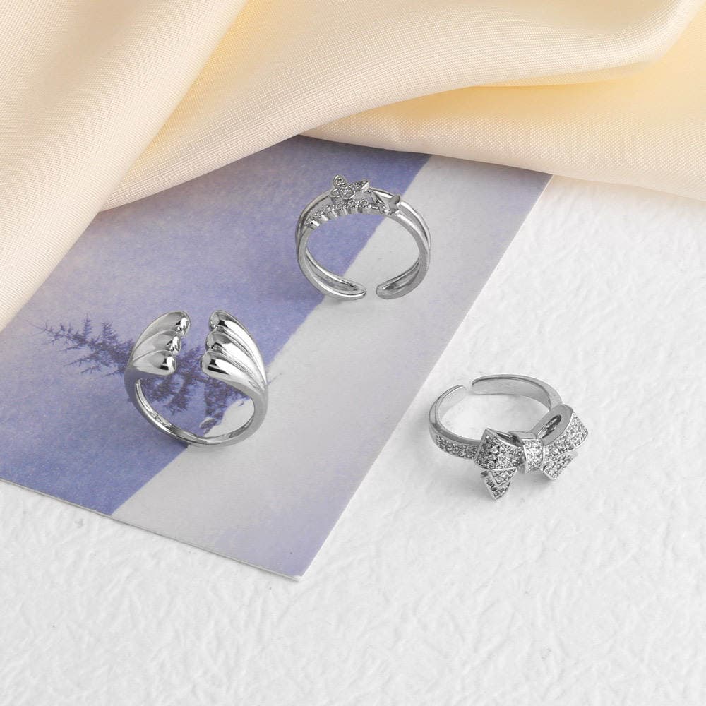 As Jewelry Sərhədlərarası Yeni Zirkonlu Ağ K Kəpənək Formalı Tənzimlənən Qadın Üzüyü Rim92 3