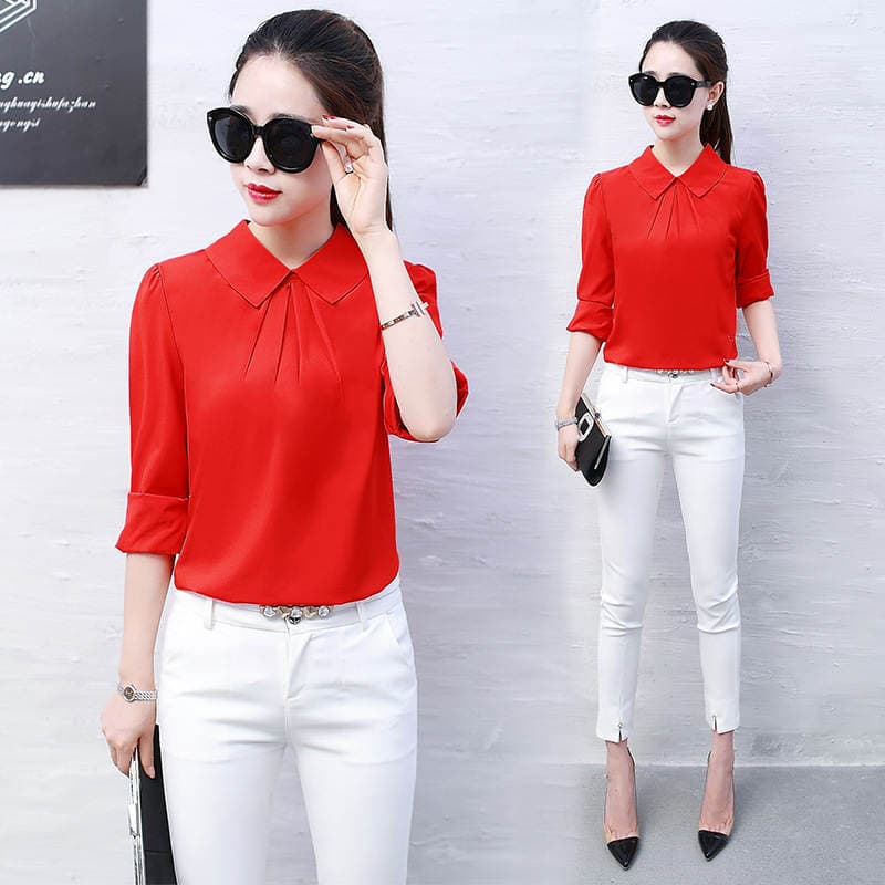 2026 Spring New Women's Shirt Korean Style Long Sleeve Top Fashionable Women's Chiffon Shirt Custom Wholesale 4