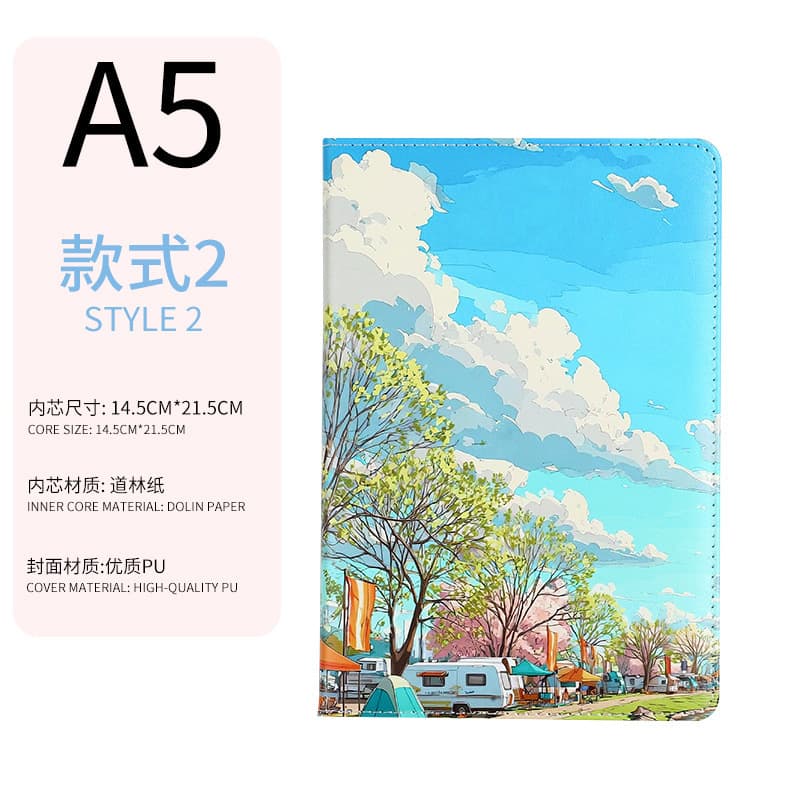 Green camping color printed notebook