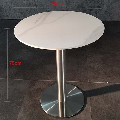 Snow mountain white 60 round + silver stainless steel feet