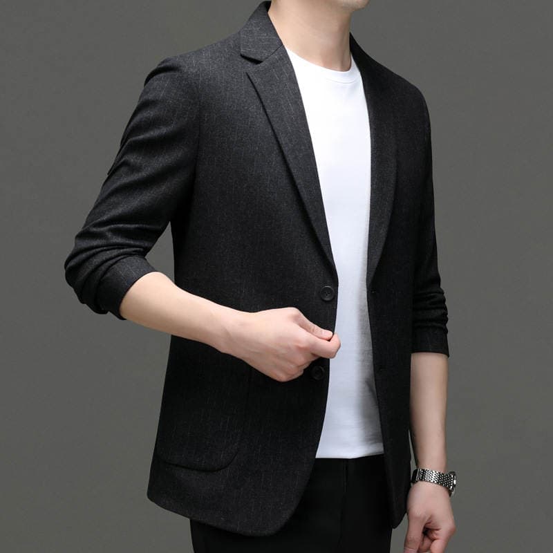 Autumn New Style Jacket for Young and Middle-Aged Men, Fashionable Casual Solid Color Warm Long-Sleeve Jacket, Business Men's Fleece Jacket 1