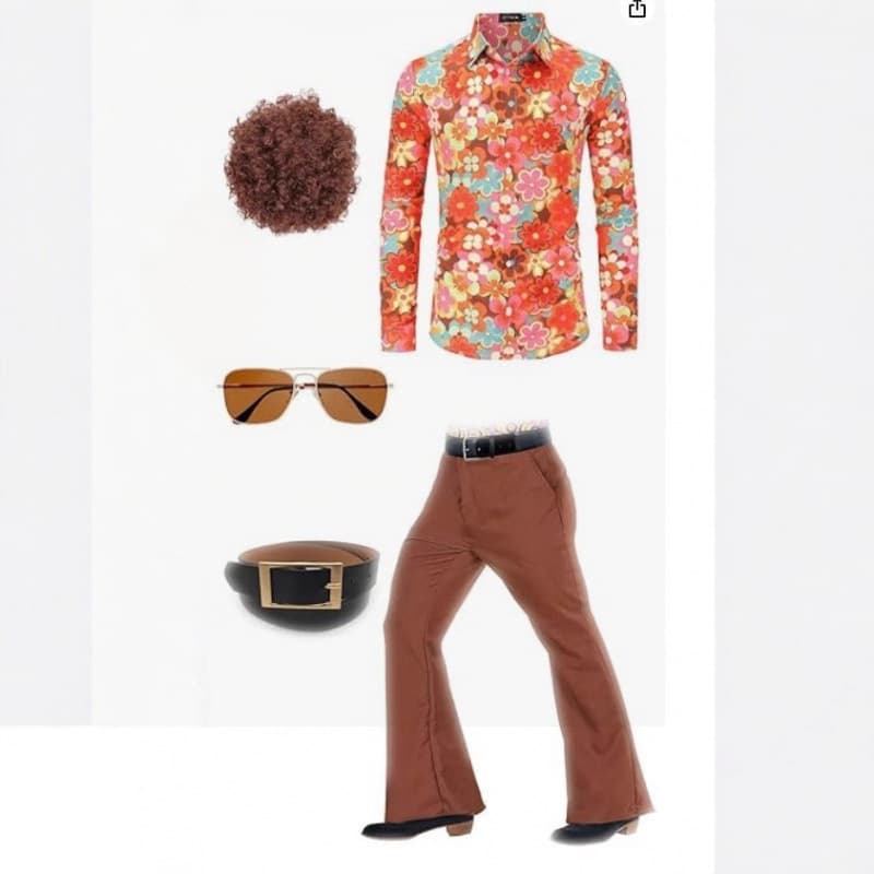 Top + flare pants + accessories, image color