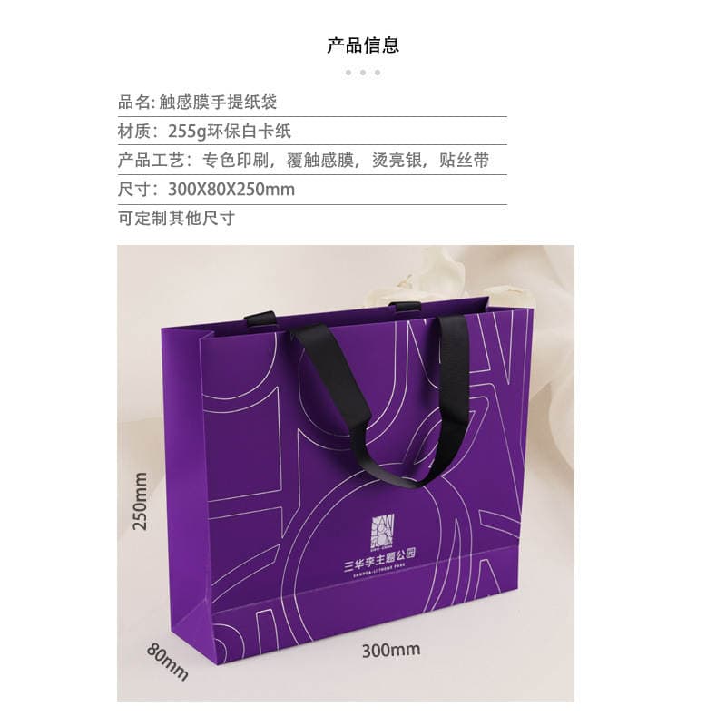 Foreign Trade Satchel Paper Bag Matte Touch Film Coat Handbag Printed Logo Ribbon Rope Clothing Shopping Paper Bag 2