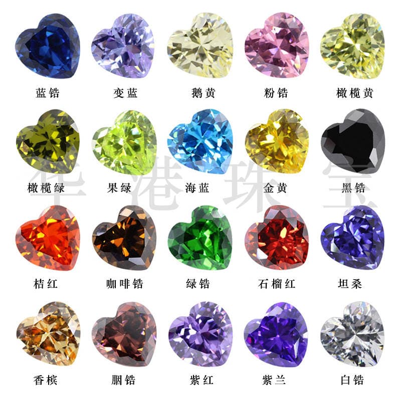 Huagang gem heart-shaped zircon bare stone ring wholesale white color pointed bottom AAA Hao stone main stone artificial drill 5