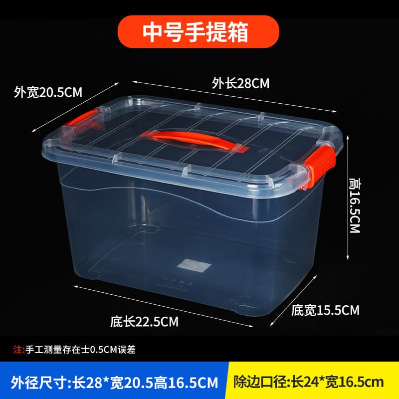 Highly transparent medium size [length 28*width 20.5*height 16.5cm] outer dimensions