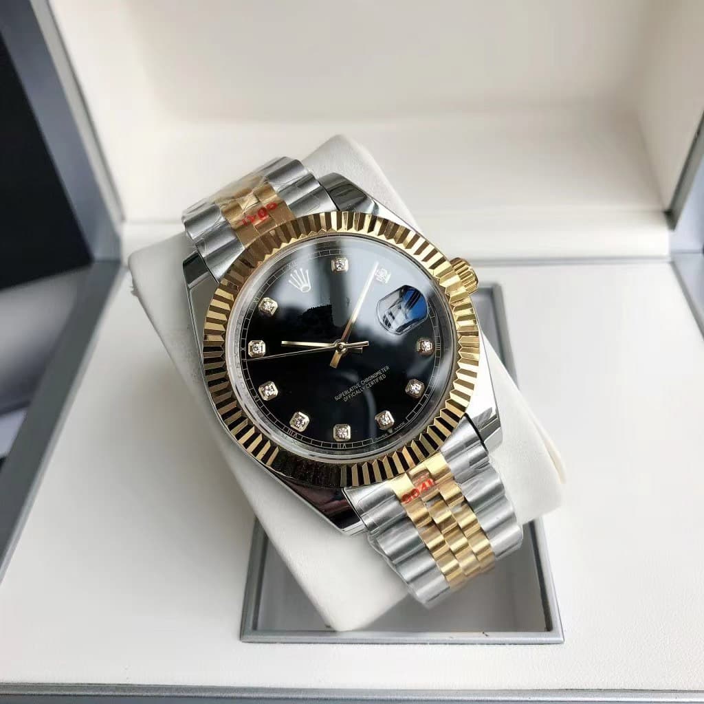 Log imitation mechanical 12 diamond gold and black