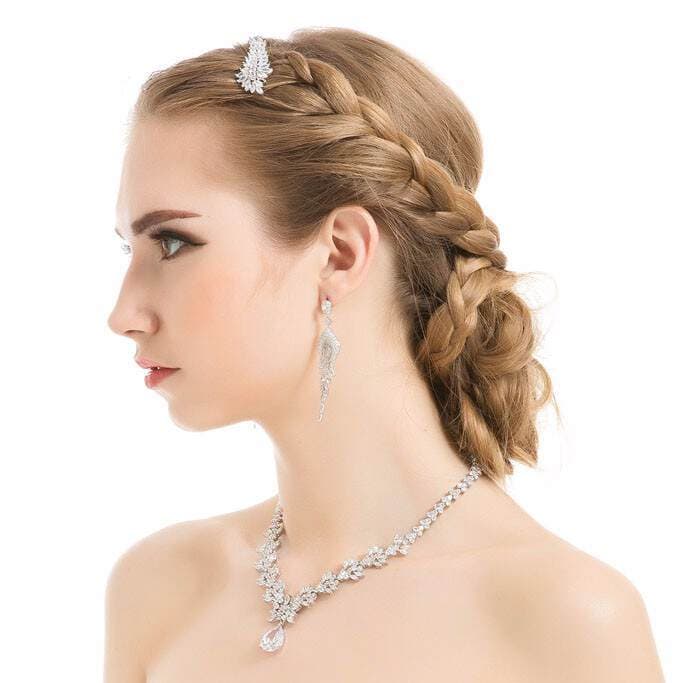 Jinse Zircon Bridal Jewelry Set Brass Zircon Chain Necklace Fashion Women's Dinner Wedding First Jewelry 4