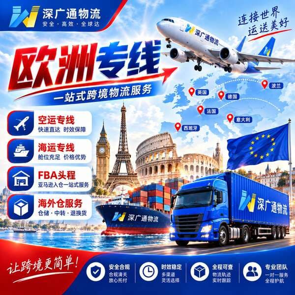 International logistics, cross-border European express shipping, freight forwarding services to the United States and Canada, including air and sea transportation, with customs clearance and tax included
