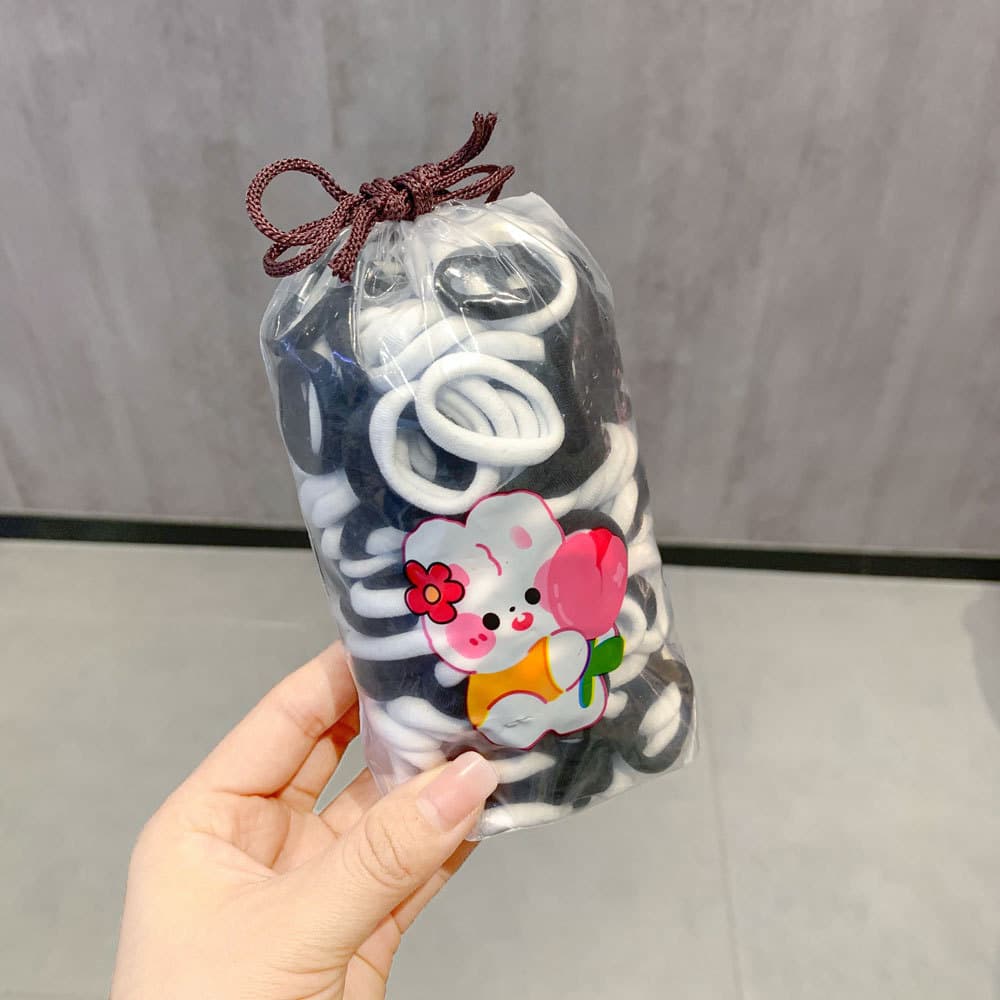 Black and white 200 pieces [cartoon drawstring bag]