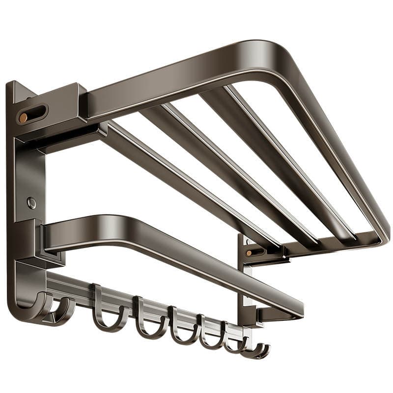 Gunmetal Space Aluminum Towel Rack Bathroom Shelf Storage Rack Bath Towel Rack Toilet Bathroom Hardware Kitchen Hook 5
