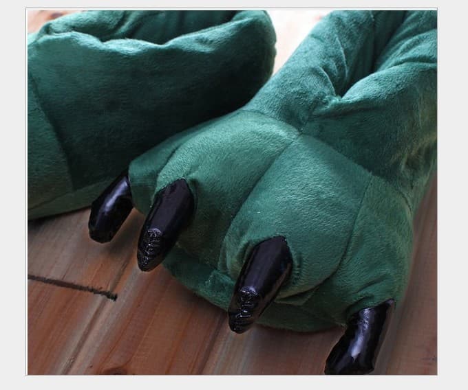 Green dinosaur claw shoes