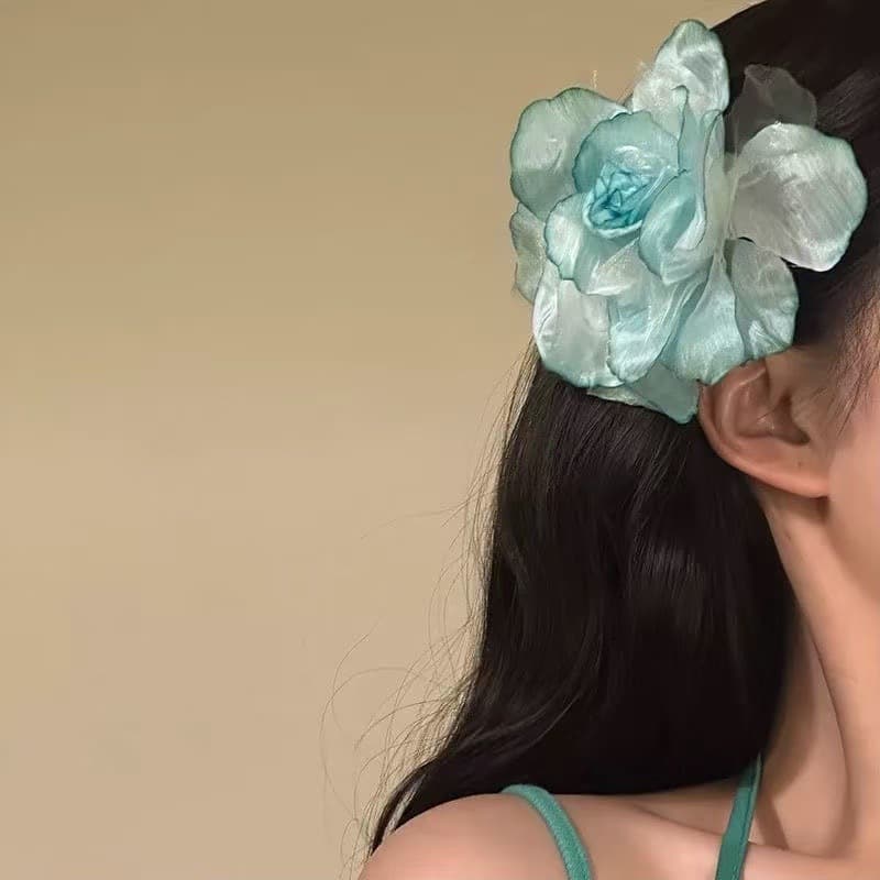 5621 gradient silk flower rose hairpin-green