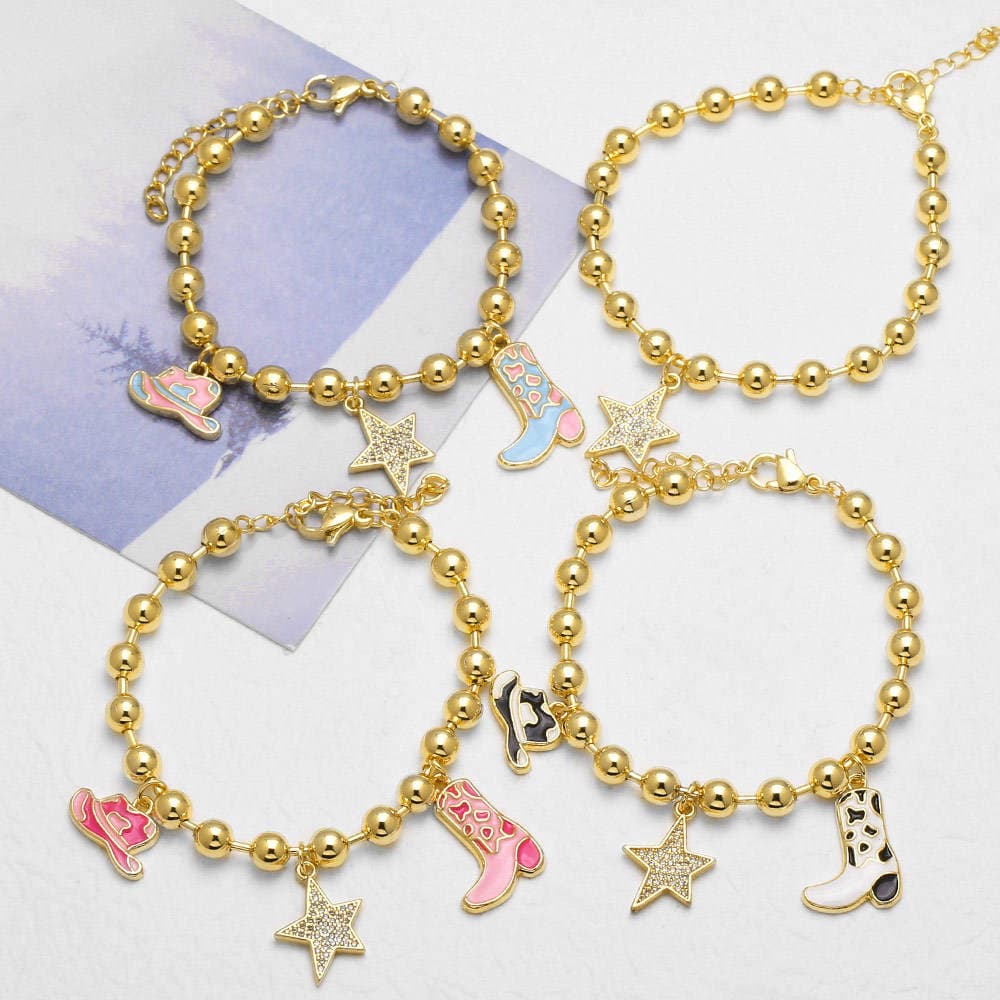 As Jewelry Aliexpress Sərhədlərarası Populyar Tam Zirkonlu Beşguşəli Ulduz Bilərzik, Yağ Damcı Formalı Hündürdaban Ayaqqabı Muncuq Bilərzik Brb63 4