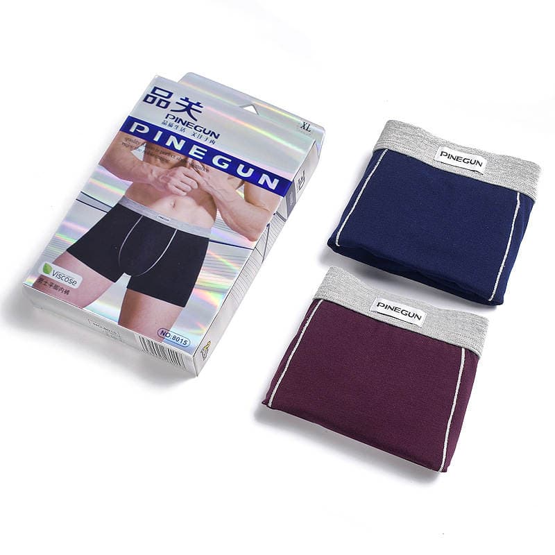 Factory wholesale men's underwear modal Red men's boxed boxed mid-waist youth solid color shorts head 3