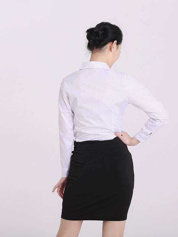 Professional Vertical Stripe White Shirt Long-sleeved Slim-fit Elegant Fashion Dress Women's Tooling Large Size Shirt 2