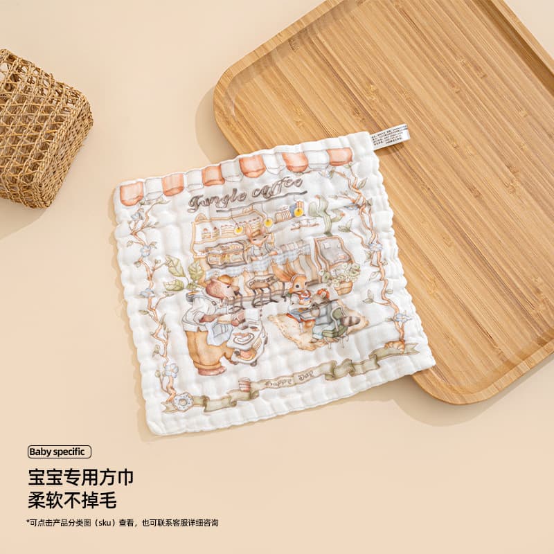 Single flower square scarf - cafe (30x30cm)