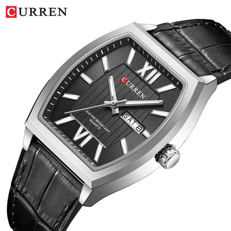 Curren 8478 Kişi Kvars Saatı, Dəbli Çəllək Formalı, Suya Davamlı, Dəri Kəmər, İkili Təqvim 2