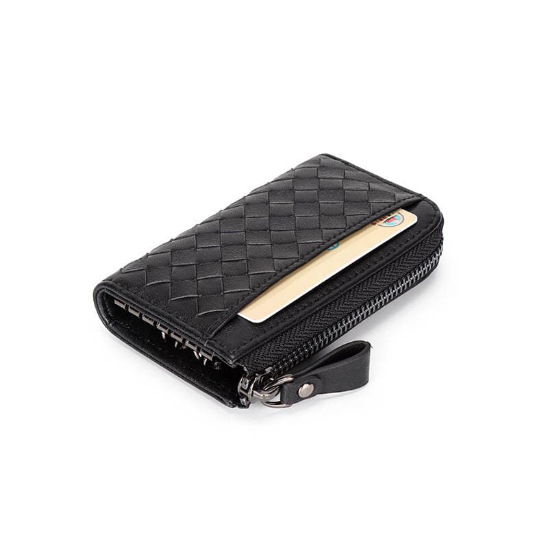 Woven Sheepskin Key Bag Women's Soft Leather Leather Car Lock Keychain Card Bag Set Integrated Car Remote Control Bag 4