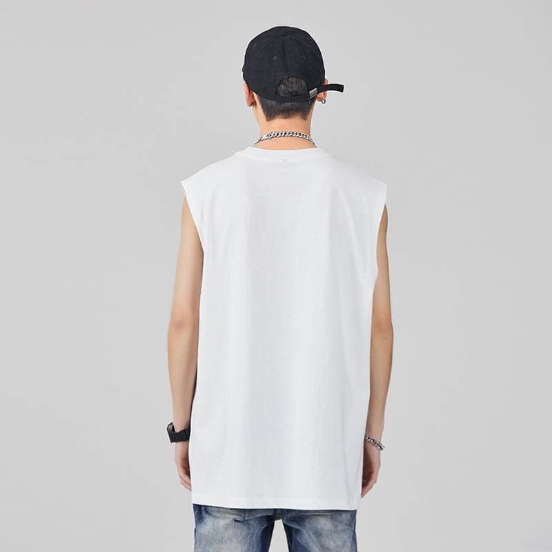 3218 | Large size men's vest men's ins Tide brand large size loose fat casual sports all-match sleeveless T-shirt 4