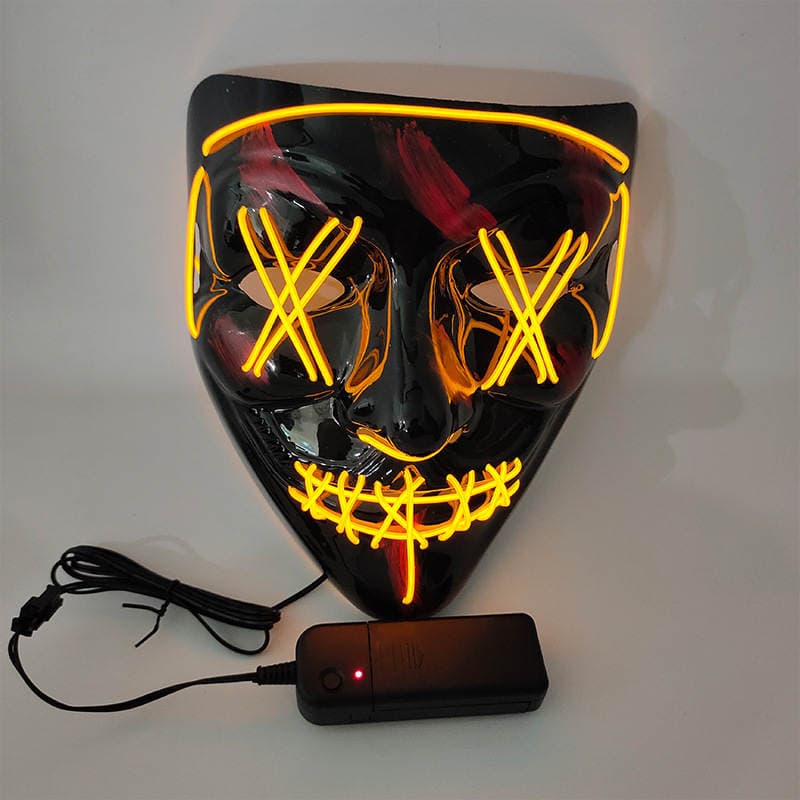 Halloween Glowing Mask El Cold Light Dance Party Carnival Props Cold Light Electronic Multi-Color Portable Soft 3