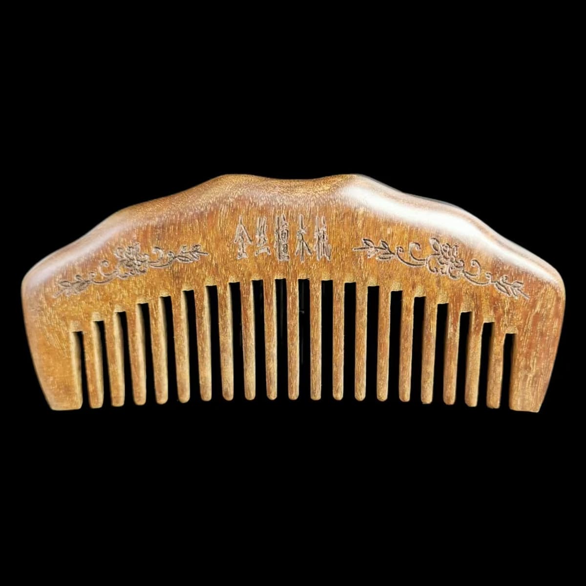 Golden green sandalwood 13cm wavy moon-shaped wide teeth