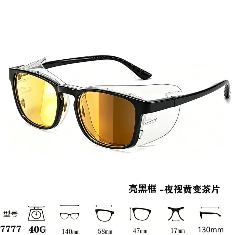 Black frame (photochromic yellow-tinted lenses for night vision)